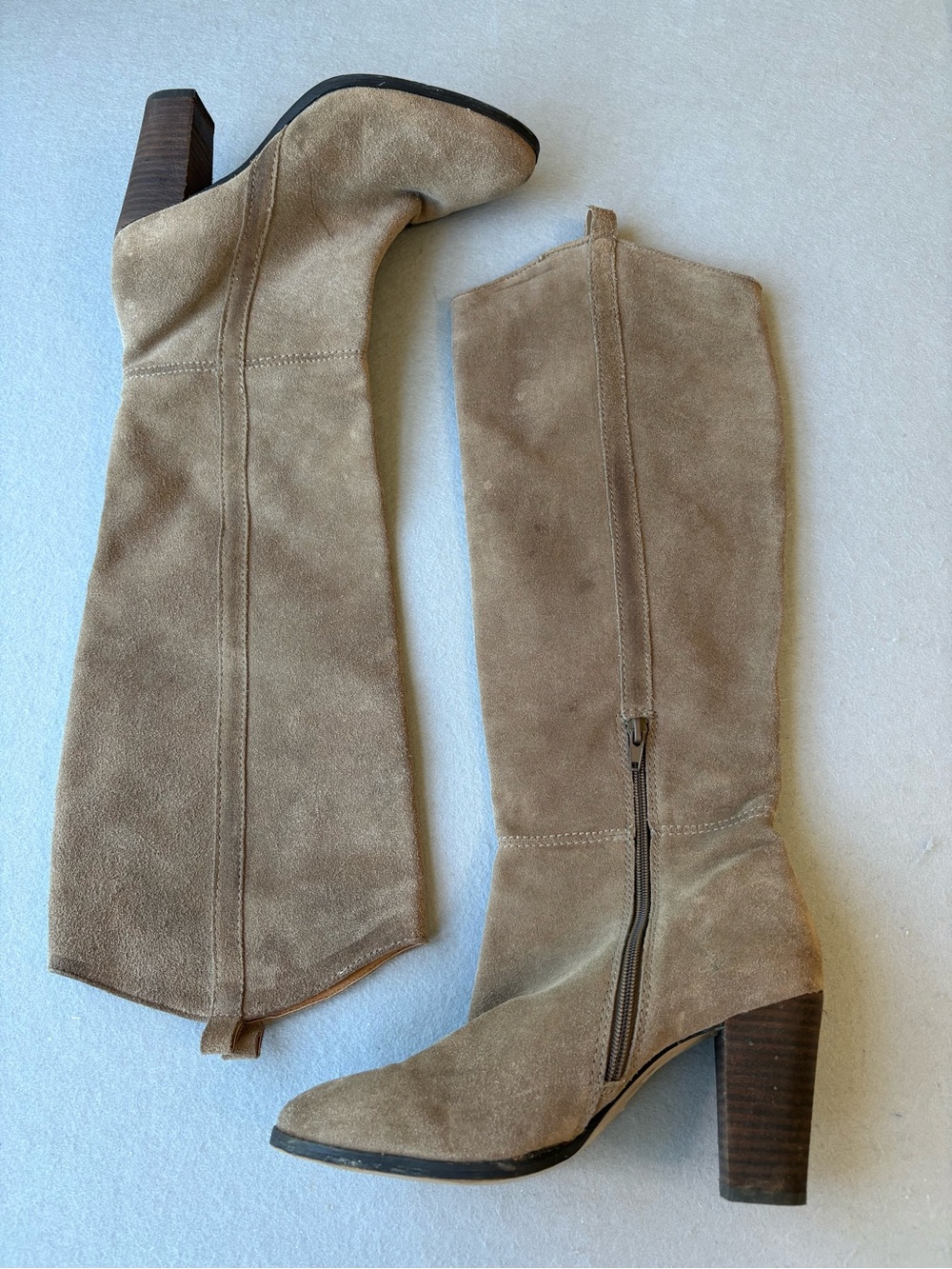 Dolce Vita Tan Myste Suede Knee-High Block 3” Heel Boots Sz 9 - Picture 7 of 13
